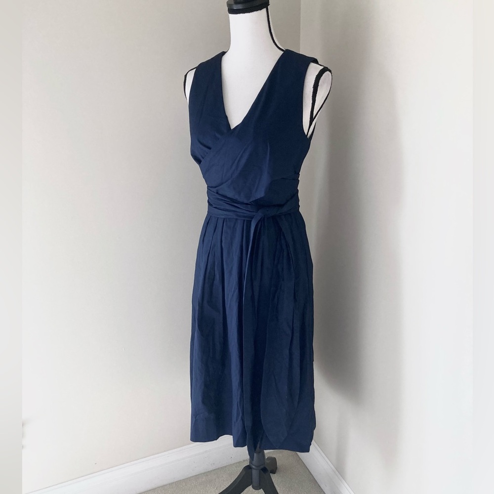 NWT J Crew Navy Sleeveless Wrap-top shirt-dress Size 6 - Picture 4 of 10